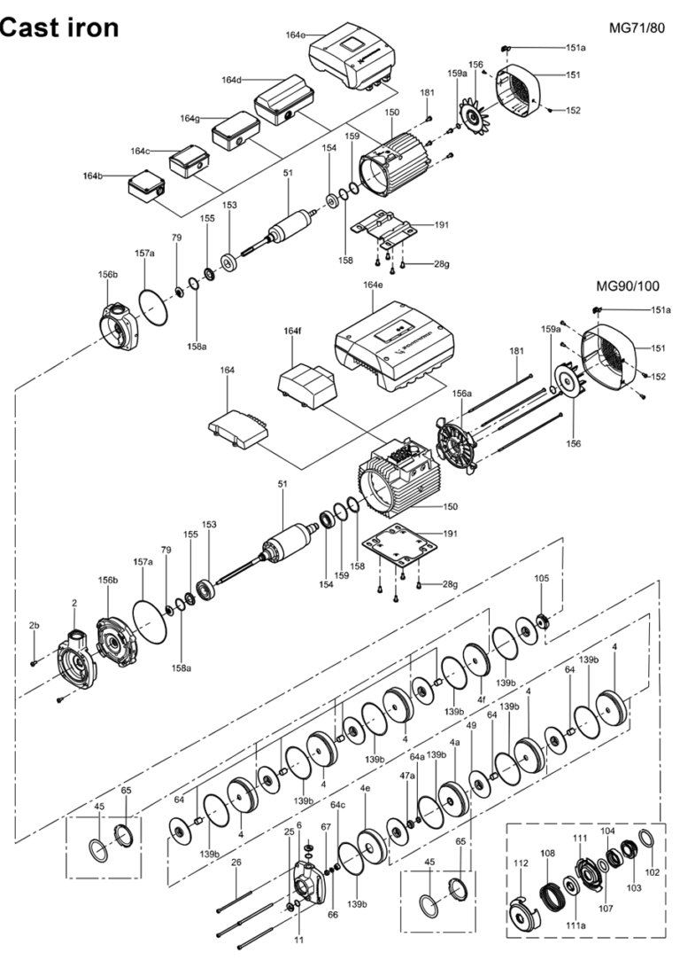 Деталировка насоса Grundfos CME 5-4 A-R-A-E-AQQE артикул: 98395370