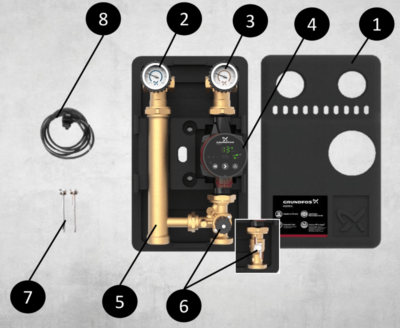 Комплектация насосных групп Grundfos HEATMIX