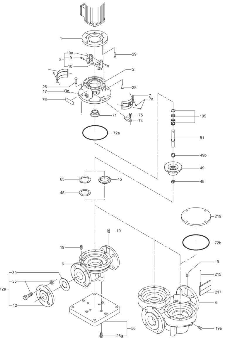 Деталировка насоса Grundfos TPD 80-60/4-A-F-A-BQQE 400Y 50HZ артикул: 98958032