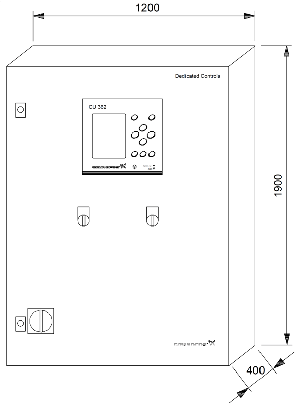 Габаритные размеры насоса Grundfos Control DC-E 3x36,4-43A ESS-I артикул: 98367975